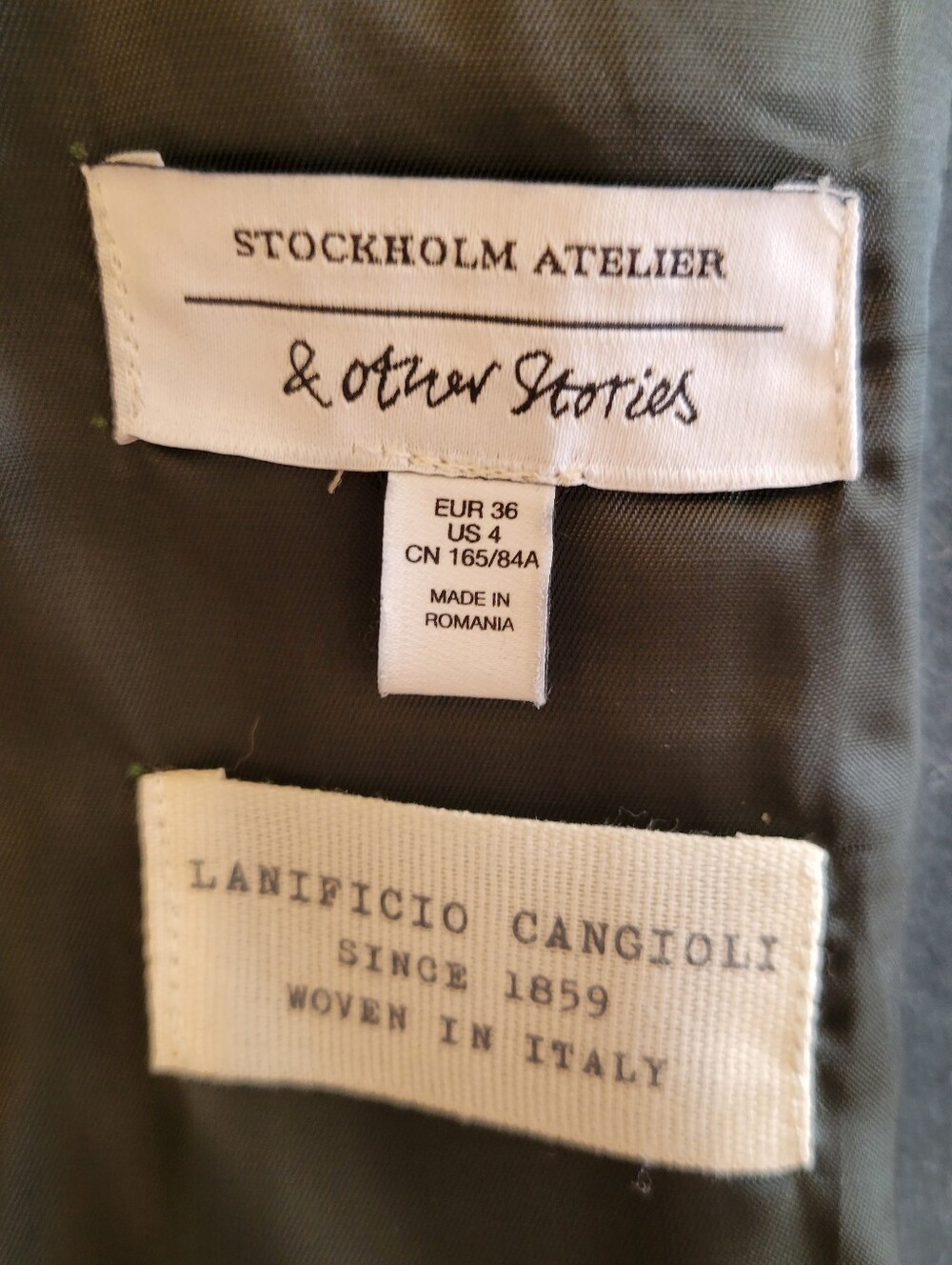 & Other Stories Deep Forest Green Wool Double Breasted Long Coat Size 4 - Picture 6 of 6